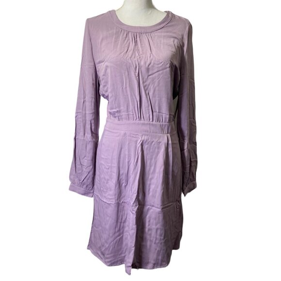 JustFab New Long Sleeve Pleated Purple‎ Size Medium Fit Flare Business Casual - Picture 2 of 15